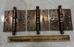 Vtg Set Stanley Brushed Brass Ball Bearing Butt Door Hinges Top Antique 20S Old. Fixed Price $74.00.