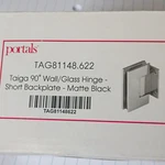 Portals Taiga TAG81148.622 90 Wall/glass Hinge Short Backplate Matte Black. Fixed Price $185.00.
