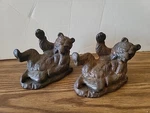 Antique Cast Iron Wild Grizzly Bear Bookends Door Stops. Fixed Price $350.00.