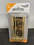 National Hardware N244-780 3" Bright Brass Surface Mounted Door Hinges, Fs. Fixed Price $8.09.