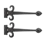 Black Wrought Iron Strap Fleur De Lis Style Gate And Door Hinges Set Of 2. Fixed Price $62.99.