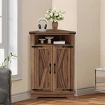 Corner Bathroom Cabinet, Small With Barn Doors & Adjustable Shelf. Fixed Price $111.64.