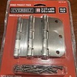 Pack Everbilt 3-1/2" With 5/8" Radius Snf Hinge Project Smooth Action 316 485. Fixed Price $10.39.