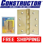 Constructor Door Hinge Ball Bearing Polished Brass 4" X 3.5" Discount Multi. Fixed Price $69.98.