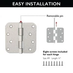 Design House Steel Door Hinge Satin Nickel 4INCH 5/8INCH Radius Corner 6-PACK. Fixed Price $33.07.