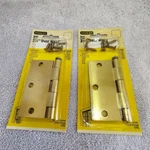 Lot Of 2 Stanley 3.5" Square Corner Door Hinges Satin Brass Plated W/screws. Fixed Price $19.99.