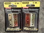 (4 Hinges) New Stanley 80-3240, 2" Broad Classic Brassware (BN457). Fixed Price $9.99.