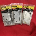 Lot Of 3 Stanley Commercial 4 1/2" Satin Chrome Door Hinges. Fixed Price $19.99.