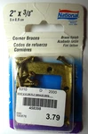 Corner Braces 2X3/8" Brass Finish, 4 Pcs Pack, N190-876, National, New Old Stock. Fixed Price $5.50.