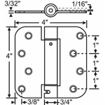 Door And Butt Hinge, Steel, Full Mortise Mounting, 4 Leaf W X H,. Fixed Price $24.69.