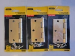 (3)VINTAGE Stanley 3.5" 88MM Satin Brass Finish Door Hinge CD741/751, New. Fixed Price $24.17.