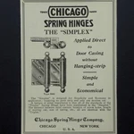 Chicago Spring Hinges Simplex Door Casing Hardware Type 9001 1927 Vtg Print Ad. Fixed Price $8.99.