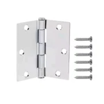 3.5" Chrome Door Hinges Square Radius Squeak Free Steel Hardware Pack Of 48. Fixed Price $79.95.