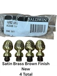 Baldwin 1092-060 Satin Brass/brown Finial Acorn Hinge Tips Set (4) Total Nos. Fixed Price $14.99.