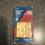 Ace 5297163 3-1/2" Residential Hinge, Square Corner, 2PK, Brass, Free Shipping. Fixed Price $6.00.