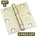 Nos 5-PACK Lot National Hardware 3" Brass Door Hinge N830-268 Square Corner. Fixed Price $17.24.