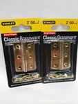 (2)NEW Stanley 803240 (pk Bright Brass 2" Cabinet Broad Door Hinges #6793533. Fixed Price $9.99.