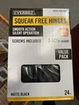 24 Pack Door Hinges 3-1/2" X W/ 5/8" Radius Corners Black Everbilt. Fixed Price $25.00.