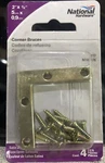 National N190-876 Pack (4) 2"X 3/8 Satin Brass Tone Flat Corner Braces. Fixed Price $6.95.