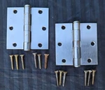 4 Available Pair 3.5"X3.5" Vintage Old Stanley Steel Satin Nickel Door Hinges. Fixed Price $39.99.