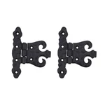 Black Strap Door Hinge 4.5" Wrought Iron Flush Mount With Screws Pack Of 2. Fixed Price $30.99.