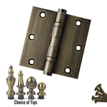 Door Hinge 3.5 X Solid Brass Ball Bearing Antique With Tips. Fixed Price $30.08.