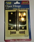 Door Hinge Ives Schlage 3.5 Inch Brass Finish Square Corners. Fixed Price $8.01.