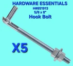 5X Hardware Essentials H#851913 5/8 X8" Gate Hook Bolt New Sealed. Fixed Price $34.63.