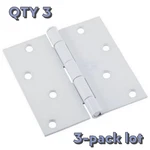 Nos 3-PACK Lot National Hardware N109-186 4" Door Hinge Square Corner White. Fixed Price $16.88.