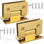 Shuess 2 Pack 90 Degree Glass Door Hinges Frameless Heavy Duty Stainless Gold. Fixed Price $33.11.
