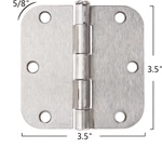 Pack Of 25 Door Hinge 3.5" X Rounded 5/8" Radius, Nickel Plated. Fixed Price $24.00.