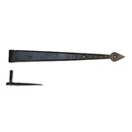 Wrought Iron Black Door Hinge Heart Diamond Etch Pintle Strap Design. Fixed Price $39.99.