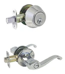 Entry Entrance Polished Chrome Keyed Door Handle Lever Single Cylinder Deadbolt. Fixed Price $36.40.