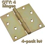 4-PACK Lot National Hardware Square Corner 4" Satin Brass Residential Door Hinge. Fixed Price $15.38.