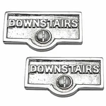 2 Switch Plate Tags Downstairs Name Signs Labels Chrome Brass Renovator's Sup. Fixed Price $27.99.