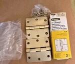 Pair Stanley 1/4" Round Corners 3"STEEL Satin Brass Door Hinges 08-1400 Rd 741. Fixed Price $10.00.