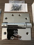 (lot 4) 4.5 " X Polished Chrome Full Mortise Squared Spring Hinge. Fixed Price $32.99.