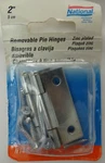 National 2" Removable Pin Hinges, N141-838, V508, Zinc Plated, New Old Stock. Fixed Price $5.25.