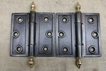 2 Old Door Hinges 4 X Brass Pointed Ball & Steeple Victorian Iron Raised Edge. Fixed Price $84.90.