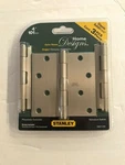 Stanley Solid Brass 4"X4" Door Hinges 3 Pack New Satin Nickel Finish. Fixed Price $12.99.