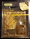 Solid Brass 4-PACK Stanley Broad Hinges 80-3190 Vtg CD5302 Nos 3/4 Inches, 19MM. Fixed Price $7.99.