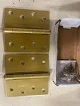 Emtek 910144 Steel Hinges (pair), Sd 4"X4", Sqr. Corner. Satin Brass (US4). Fixed Price $11.38.
