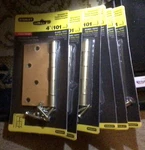 Six Stanley Door Hinges, 101 Mm, 69-0293 /CD741 Satin Brass Finish. Fixed Price $49.99.