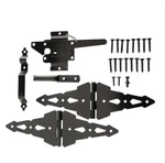 Everbilt Black Post Latch Gate Kit W/ Strap Hinges Handle Keeper Bar 18101. Fixed Price $36.00.
