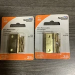 Lot Of 2 National Hardware Non-removable Pin Hinges Brass Pack N146-068. Fixed Price $12.95.