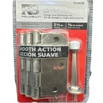 Satin Nickel 3.5" 5/8 Radius Round Corner Interior Hinge Pack W/ Doorstop. Fixed Price $8.01.
