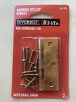 Everbilt 2 Narrow Utility Hinges 613576 Non-removable Pin Satin Brass Finish. Fixed Price $5.31.