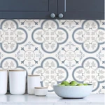 Blue Gray Lisbon Leaf Floral Tile Peel & Stick Backsplash Vinyl Wallpaper. Fixed Price $36.79.