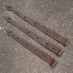 3 Antique Wrought Iron Strap Hinges Spade Tip Primitive Country Barn Door. Fixed Price $79.95.