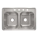 Top Mount Stainless Steel Double Basin Kitchen 33" X 22" 8" Deep. Fixed Price $63.00.